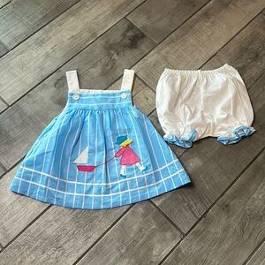 NWOT vintage baby girl sailor dress and match bloomer cover